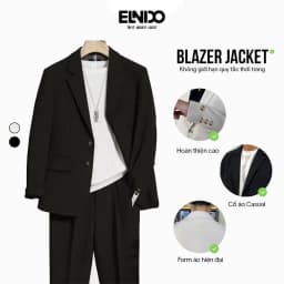 Thumbnail Áo khoác blazer nam nữ có đệm vai form rộng hàn quốc thời trang trẻ trung phong cách ELNIDO 2