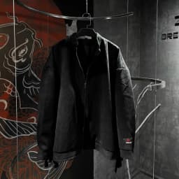 Thumbnail Áo khoác bomber da lộn Đen thiết kế Unisex Zune.zx, MASCOT SUEDE JACKET 1