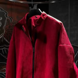 Thumbnail Áo khoác bomber da lộn Đỏ thiết kế Unisex Zune.zx, MASCOT SUEDE JACKET 2