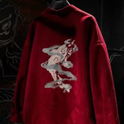 Thumbnail Áo khoác bomber da lộn Đỏ thiết kế Unisex Zune.zx, MASCOT SUEDE JACKET 3