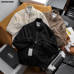 Thumbnail Áo khoác bomber kaki Basic25 Heboz 3M, áo khoác trơn dài tay dành cho nam - 00002568 1