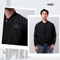 Thumbnail Áo khoác bomber nam 4MEN AK066, vải dù (gió) đẹp cao cấp may 2 lớp chống nắng cản gió, màu đen trẻ trung dễ mặc 1
