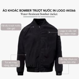 Thumbnail Áo khoác bomber nam 4MEN AK066, vải dù (gió) đẹp cao cấp may 2 lớp chống nắng cản gió, màu đen trẻ trung dễ mặc 2