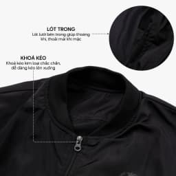 Thumbnail Áo khoác bomber nam 4MEN AK066, vải dù (gió) đẹp cao cấp may 2 lớp chống nắng cản gió, màu đen trẻ trung dễ mặc 3