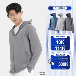 Thumbnail Áo Khoác Chống Nắng Nam AKUBA Có Nón, Khóa Kéo Cao – Vải Cotton, Cản Tia UV, Thoáng Mát | 01QE1259 1