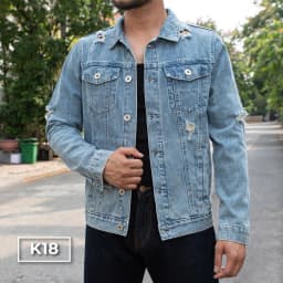 Thumbnail Áo Khoác Cotton Xanh Nhạt Mài Wash K18 Just Men Thời Trang Nam 3