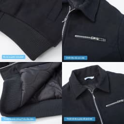 Thumbnail Áo Khoác Dạ Bomber MANDO Khóa Zip Kim Loại Lót Trần Bông Ấm Áp Dày Dặn Đứng Form Menswear Phong Cách Hàn Quốc - BOB014 3