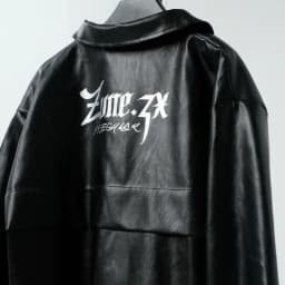 Thumbnail Áo khoác da Unisex Zune.zx, form rộng đen in họa tiết, Gangster Bomber 1