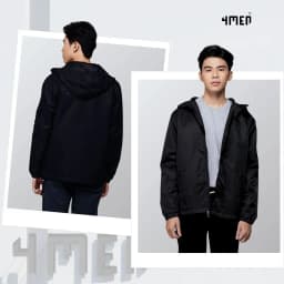 Thumbnail Áo khoác dù (gió) nam có nón 4MEN AK069 vải đẹp cao cấp, may trơn 2 lớp dày vừa phải, chống thấm cản gió thoáng khí 2