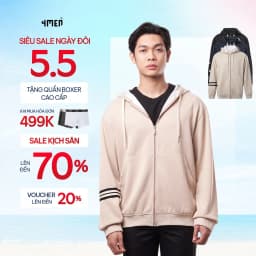 Thumbnail Áo Khoác Hoodie 4MEN Phối Sọc Tay Form Regular AH006 khoá zip, vải nỉ ép, thoải mái, đi chơi, đi làm 1