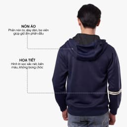 Thumbnail Áo Khoác Hoodie 4MEN Phối Sọc Tay Form Regular AH006 khoá zip, vải nỉ ép, thoải mái, đi chơi, đi làm 4