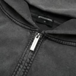 Thumbnail Áo Khoác Hoodie DAPPERANDMORE Garment-Dyed Hoodie With Zipper In Nổi Logo 450GSM - Dark Grey 3
