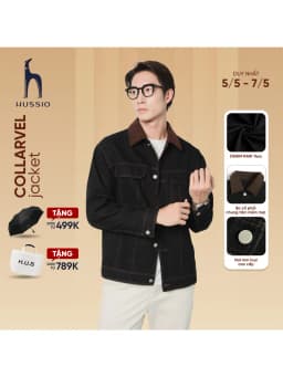 Thumbnail Áo khoác jeans nam phối cổ nhung DENIM COLLARVEL dày dặn, đứng form, độ bền vải cao - HUSSIO 1