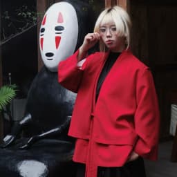 Thumbnail Áo khoác Kimono Unisex Zune.zx, đỏ tay dài phong cách Nhật Bản, FUKU KIMONO 4