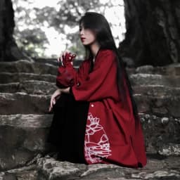 Thumbnail Áo khoác kimono zune.zx dáng rộng đỏ đen phong cách nhật bản, Lotus kimono 2