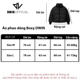 Thumbnail Áo khoác phao boxy nam nữ DWIN local brand dáng lửng cổ cao unisex trần bông dày dặn siêu ấm 2