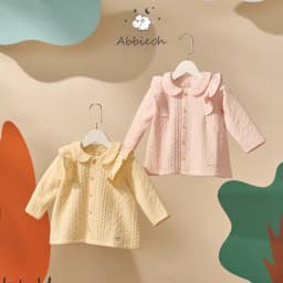 Thumbnail Áo khoác trần bông giữ nhiệt cho bé gái AbbieOh cổ sen vai bèo vintage 0-3 Tuổi AK459 AK651 AK683 2