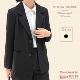 Thumbnail Áo khoác vest trơn blazer tay dài túi nấp THOCA HOUSE chuẩn form dài Hàn Quốc 1