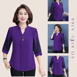 Thumbnail Áo Kiểu Nữ MAI THY 166, Mẫu Sơ Mi Trung Niên Cho Mẹ Tay Lỡ Cổ Đức Họa Tiết Thổ Cẩm Mới Mẻ | Thời Trang Trung Niên U40 1