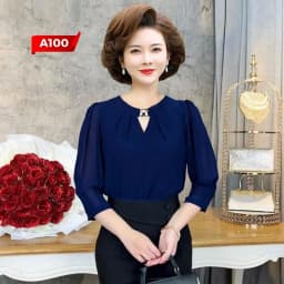 Thumbnail Áo Kiểu Nữ MAI THY A100, Mẫu Sơ Mi Xếp Ly Tay Lỡ Phối Phụ Kiện Phong Cách Tây Âu Thanh Lịch | Thời Trang Công Sở Nữ U30 1