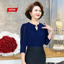 Thumbnail Áo Kiểu Nữ MAI THY A100, Mẫu Sơ Mi Xếp Ly Tay Lỡ Phối Phụ Kiện Phong Cách Tây Âu Thanh Lịch | Thời Trang Công Sở Nữ U30 2