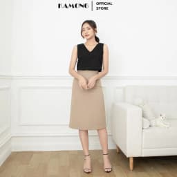 Thumbnail Áo kiểu nữ sát nách cổ tim KAMONG A140 3