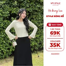 Thumbnail Áo kiểu nữ tay dài VMSTYLE dáng ôm tay loe nơ trơn nhiều màu basic, đi học, đi làm, đi chơi ASU00551 1