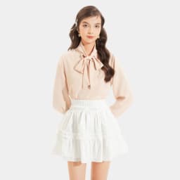 Thumbnail Áo kiểu sơ mi nữ MARC FASHION tay dài thắt nơ CBMX019822 1