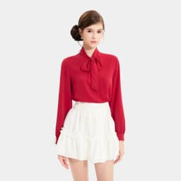 Thumbnail Áo kiểu sơ mi nữ MARC FASHION tay dài thắt nơ CBMX019822 2