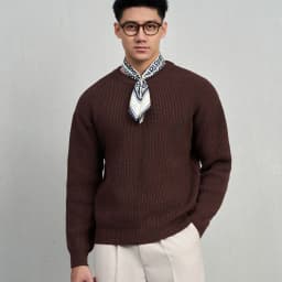 Thumbnail Áo len cổ tròn dài tay PEALO form Relax chất liệu len cao cấp 4