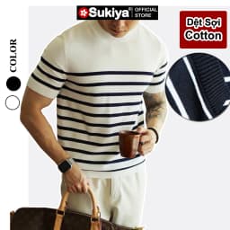 Thumbnail Áo Len Dệt Kim Cổ Tròn Nam BASIC SUKIYA Chất Sợi Cotton Cao Cấp Mềm Mịn Thoáng Mát AL80 1