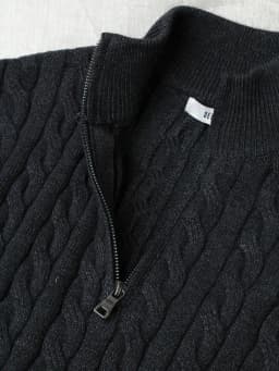 Thumbnail Áo Len Nam Cổ Lọ Phối Zip, Tag Da DNST 716, Áo Len Hàn Quốc Unisex Vặn Thừng Dày Dặn 4