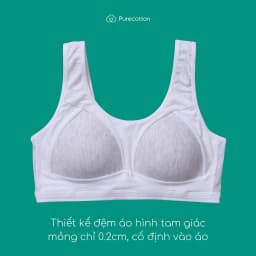 Thumbnail Áo lót học sinh Purecotton MÀU XÁM cho bé gái mới lớn chất liệu cotton kiểu dáng chui đầu - đệm mỏng 3