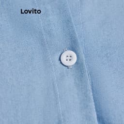 Thumbnail Áo Lovito denim wash nút trước màu trơn thường ngày cho nữ LNE24112 (Nhiều màu) 3