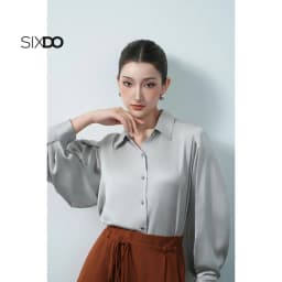 Thumbnail Áo lụa xám nhạt dài tay SIXDO (Light Grey Silk Shirt) 2