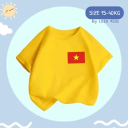 Thumbnail Áo phông áo cờ đỏ sao vàng Việt Nam cho bé trai và bé gái từ 15-40kg thun cotton 4 chiều - Loza Kids AT00VN 1