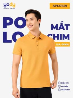 Thumbnail Áo phông có cổ YODY nam tay ngắn vải cotton mắt chim cổ bẻ thoáng mát mềm mịn không nhàu APM7459 1