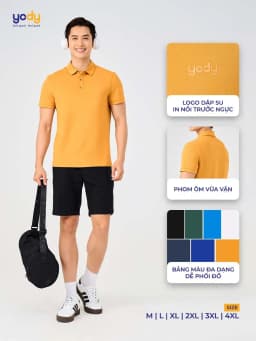 Thumbnail Áo phông có cổ YODY nam tay ngắn vải cotton mắt chim cổ bẻ thoáng mát mềm mịn không nhàu APM7459 2
