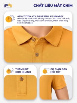 Thumbnail Áo phông có cổ YODY nam tay ngắn vải cotton mắt chim cổ bẻ thoáng mát mềm mịn không nhàu APM7459 3