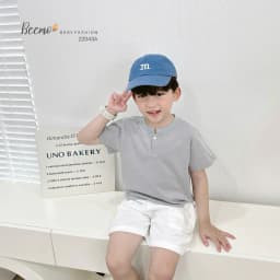 Thumbnail Áo phông cộc tay Beemo cổ tàu phối cúc chất liệu cotton mềm mịn mặc đi học, đi chơi cho bé 9-24kg 22043A1 1