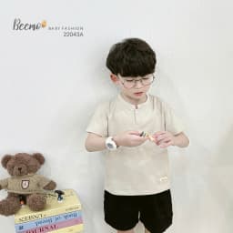 Thumbnail Áo phông cộc tay Beemo cổ tàu phối cúc chất liệu cotton mềm mịn mặc đi học, đi chơi cho bé 9-24kg 22043A1 3