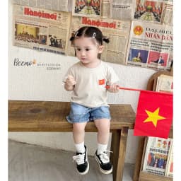 Thumbnail Áo phông cộc tay Beemo in lá cờ Việt Nam vải cotton thoáng mát cho bé trai từ 9-24kg 5220AHK 3