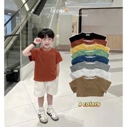 Thumbnail Áo phông cộc tay Beemo trơn vải cotton 4C mềm mại mặc mùa hè cho bé 9-24kg 4644AHB 1
