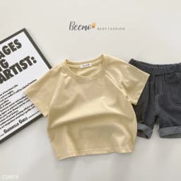 Thumbnail Áo phông cộc tay trơn cho bé trai, gái Beemo, Chất liệu cotton, dáng khỏe khoắn phối đồ cực dễ B126 3