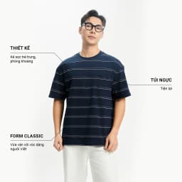 Thumbnail Áo Phông Kẻ Nam KRIK  Form Classic Chất Liệu Cotton Thiết kế Túi Trước Ngực Tạo Điểm Nhấn AP1339 1