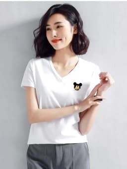 Thumbnail Áo phông nữ cổ tim form vừa - Áo thun LOZA cổ - G0166 2