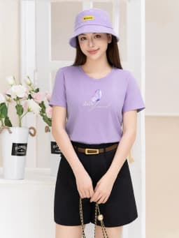 Thumbnail Áo phông nữ LOZA dáng suông vừa chất liệu thun 95% cotton - G0136 1