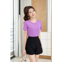 Thumbnail Áo phông nữ màu trơn dáng vừa - Áo thun trơn nữ cotton 4 chiều - LOZA G0168 3