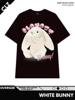 Thumbnail Áo phông nữ nam local brand unisex tay lỡ thun form rộng teen cổ tròn oversize CLOUDZY WHITE BUNNY 1