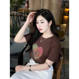 Thumbnail Áo phông nữ Quảng Châu in hình số 6 mã 3719 , chất cotton co giãn, thoáng mát kiểu dáng free size 3